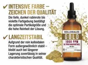 hochkonzentriertes kolloidales Gold Kollodiales Gold 1000 ppm Goldkolloid