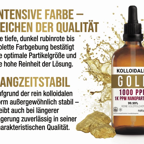 hochkonzentriertes kolloidales Gold Kollodiales Gold 1000 ppm Goldkolloid