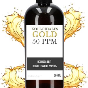 Kolloidales Gold 50PPM - Colloidal Gold - Goldwasser Kolloidal Monoatomisches Gold - Goldkolloid Manna 500ml