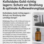 Kolloidales Gold im Kühlschrank: Sichere Lagerung trotz elektromagnetischer Felder.