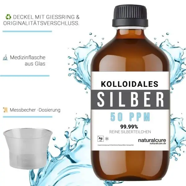 50 ppm Kolloidales Silber (500 ml) – TÄGLICH FRISCH! in Apotheker-Braunglas